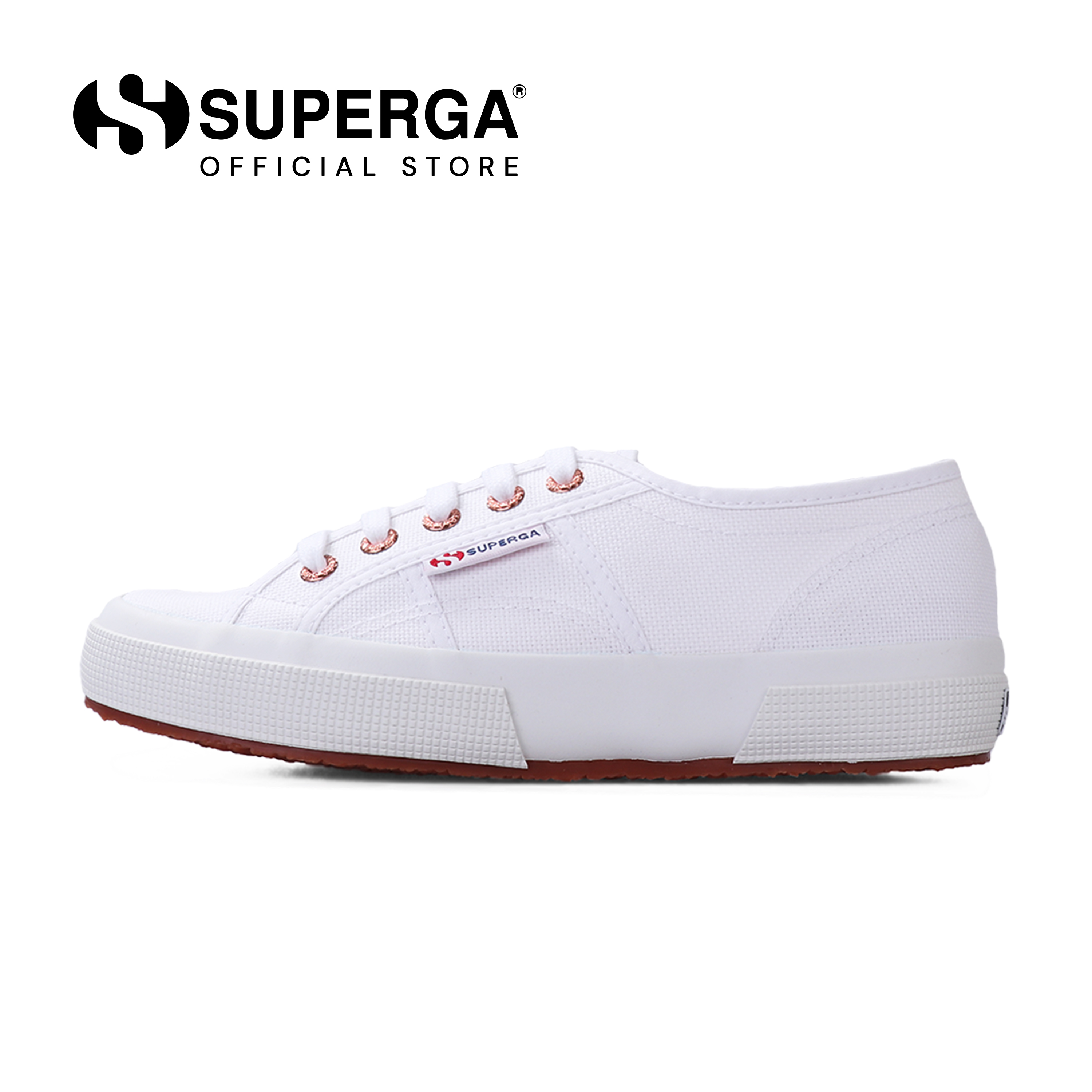 Superga 2750 in White-Rose Gold Rivets